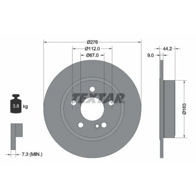 Imagem de TEXTAR PRO 92241303 Disco de travão 276 9 05/06 112 cheio revestido sem pernos fixação da roda, cubo roda MERCEDES BENZ: Classe A, CLA Coupe