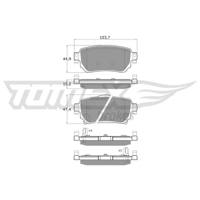 Imagem de TOMEX brakes TX 18 27 Jogo de pastilhas para travão disco Eixo traseiro com avisador sonoro desgaste NISSAN: Qashqai 2, X Trail, Leaf II