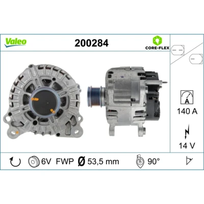 Imagem de VALEO 200284 Alternador 14V 140A VOLKSWAGEN: Passat B8 Alltrack, Golf 7, Sedan, SKODA: Octavia 3 Combi, AUDI: A3 Hatchback