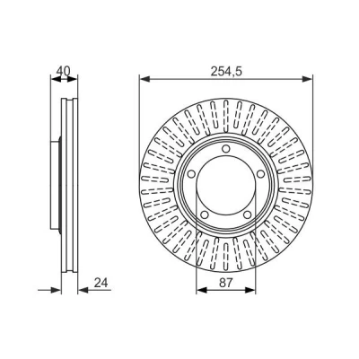 Imagem de BOSCH 0 986 479 596 Disco de travão 254 24 5 108 ventilado oleado alto carbono sem parafusos HYUNDAI: H 1 / Starex MPV, Van
