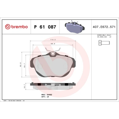 Imagem de BREMBO P 61 087 Jogo de pastilhas para travão disco CITROËN: C6 Sedan