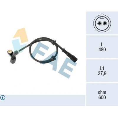 Imagem de FAE 78574 Sensor de ABS inductivo 2 480 RENAULT: TWINGO 1
