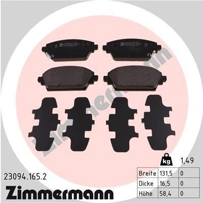 Imagem de ZIMMERMANN 23094.165.2 Jogo de pastilhas para travão disco com avisador sonoro desgaste A imagem corresponde ao volume fornecimento