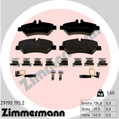 Imagem de ZIMMERMANN 29190.195.2 Jogo de pastilhas para travão disco MERCEDES BENZ: Sprinter 3.5 T Van, Minibus