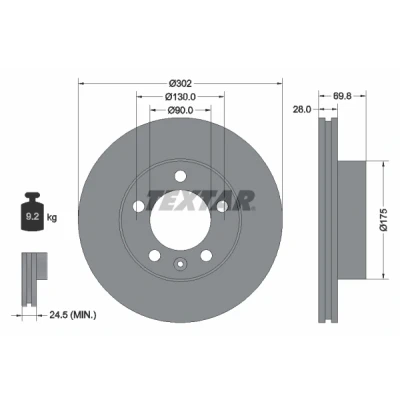 Imagem de TEXTAR Disco de travão 302mm 28mm 05/06 130mm interior ventilado 92228600 4020600Q0G,4419359,93197403,8200688880,98200228601 Discos