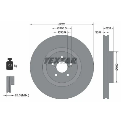 Imagem de TEXTAR 92167900 Disco de travão 326 30 05/07 100 interior ventilado sem pernos fixação da roda, cubo roda SUBARU: Impreza II Sedan