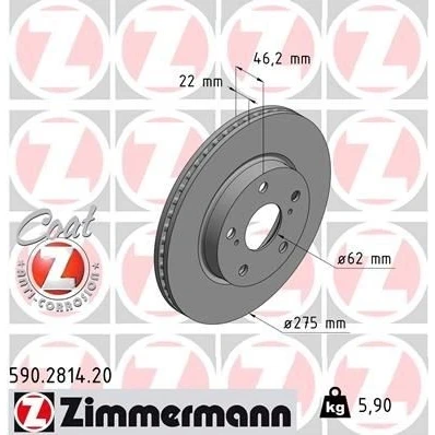 Imagem de Disco de travão ZIMMERMANN 590.2814.20