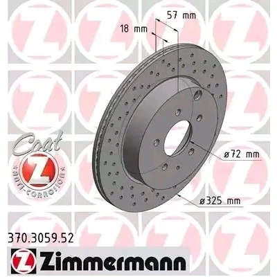 Imagem de ZIMMERMANN SPORT COAT Z 370.3059.52 Disco de travão 325 18 7/5 5 114 interior ventilado, perfurado revestido MAZDA: CX 7