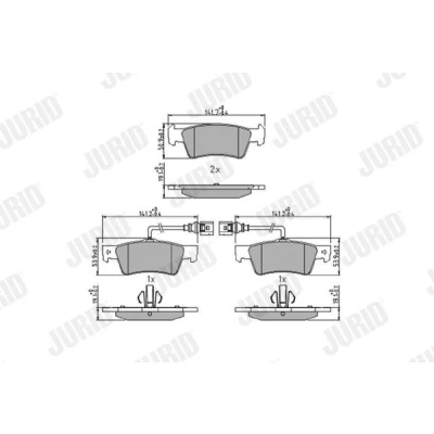 Imagem de JURID 573301J Jogo de pastilhas para travão disco incl. contacto aviso desgaste com grampo do êmbolo sem acessórios VOLKSWAGEN: Touareg I
