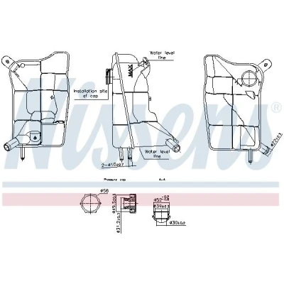 Imagem de NISSENS 996304 Depósito de Compensação Refrigerante 1,4 sem sensor nível do líquido arrefecimento com tampa CITROËN: C3 I Hatchback, II