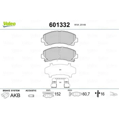 Imagem de VALEO 601332 Jogo de pastilhas para travão disco Eixo dianteiro incl. contacto aviso desgaste com chapa anti ruído guias