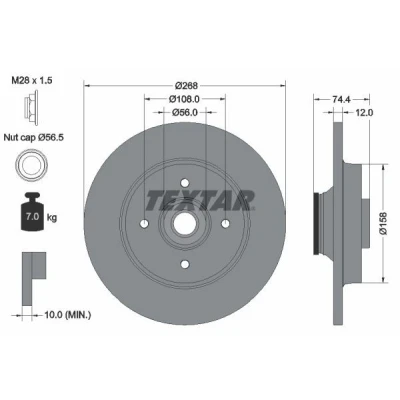 Imagem de TEXTAR PRO 92168703 Disco de travão 268 12 04/04 108 cheio revestido com anel sensor magnético integrado, o rolamento da roda CITROËN: C4 Coupe