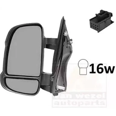 Imagem de espelho retrovisor Van Wezel 0983801 esquerda preto completo, convexo, para regulação manual do espelho, com grande angular, Braço