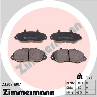 Imagem de ZIMMERMANN 23302.180.1 Jogo de pastilhas para travão disco A imagem corresponde ao volume fornecimento RENAULT: MASTER 2 Kasten, Bus