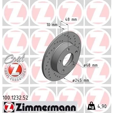 Imagem de ZIMMERMANN SPORT COAT Z 100.1232.52 Disco de travão 245 10 5/5 5 112 cheio, perfurado revestido VOLKSWAGEN: Passat B5 GP Sedan, Variant