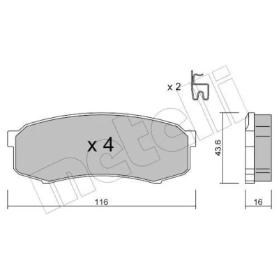 Imagem de METELLI 22 0432 0 Jogo de pastilhas para travão disco com avisador sonoro desgaste TOYOTA: Land Cruiser Prado 90, 70 SUV