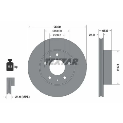 Imagem de TEXTAR PRO 92116703 Disco de travão 300 24 05/07 130 interior ventilado revestido sem pernos fixação da roda, cubo roda FIAT: Ducato III Van