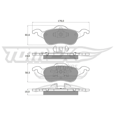 Imagem de TOMEX brakes TX 12 17 Jogo de pastilhas para travão disco Eixo dianteiro FORD: Focus Mk1 Hatchback, Carrinha, Van / Carrinha