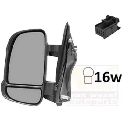 Imagem de espelho retrovisor Van Wezel 0983807 esquerda preto completo, convexo, para regulação eléctrica dos espelhos, aquecível, com grande an
