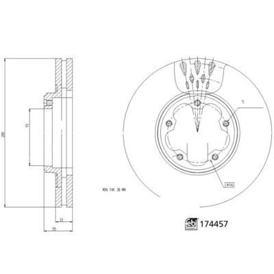 Imagem de FEBI BILSTEIN 174457 Disco de travão Eixo dianteiro 288 33 5 116 interior ventilado revestido FORD: Transit Custom V362 Van