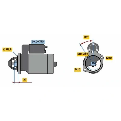 Imagem de BOSCH 0 986 023 870 Motor de arranque 12V 1kW NISSAN: Qashqai / Qashqai+2 I
