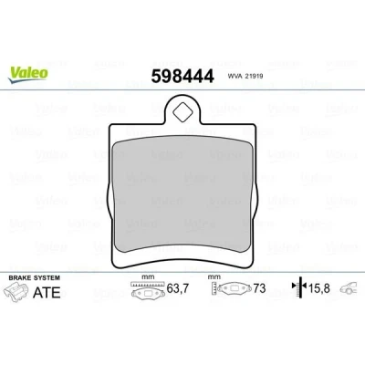 Imagem de VALEO 598444 Jogo de pastilhas para travão disco Eixo traseiro excl. contacto aviso desgaste com chapa anti ruído