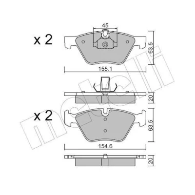 Imagem de METELLI 22 0557 3 Jogo de pastilhas para travão disco preparado indicador aviso desgaste BMW: Touring, Coupe, Sedan