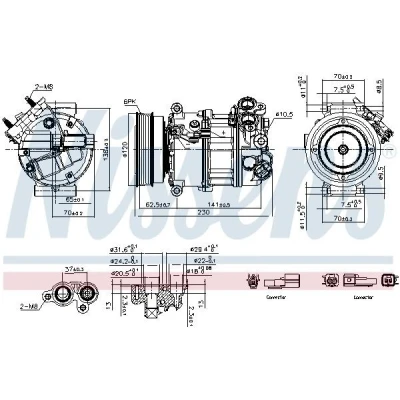 Imagem de NISSENS 891004 Compressor PXC16 12 PAG 46 YF R 134a VOLVO: XC60 I, S60 II, V60 I
