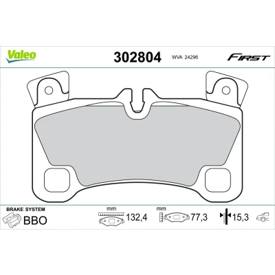 Imagem de VALEO 302804 Jogo de pastilhas para travão disco Eixo traseiro excl. contacto aviso desgaste sem parafusos, com chapa anti ruído