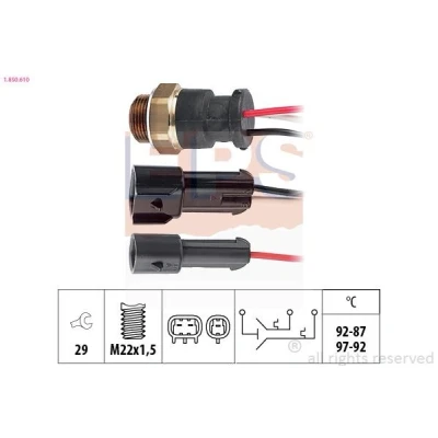 Imagem de EPS 1.850.610 Interruptor de temperatura, ventilador do radiador M22x1,5 Made in Italy OE Equivalent LANCIA: Dedra Sedan