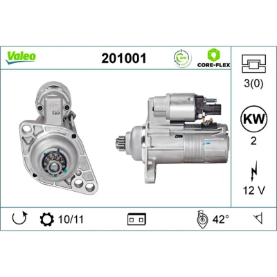 Imagem de VALEO 201001 Motor de arranque 12 2 VOLKSWAGEN: Golf 4, 5, Polo III Hatchback, SEAT: Ibiza 3, Leon I AUDI: A3 Hatchback