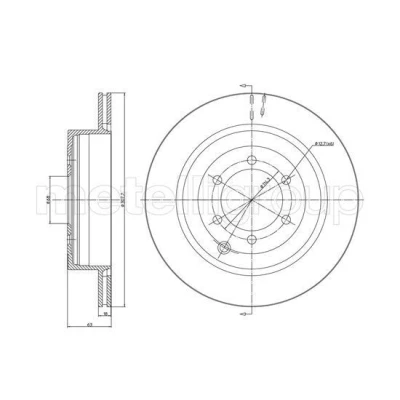 Imagem de METELLI Disco de travão NISSAN: Pathfinder 3 307,6mm 18,0mm 6 68,0mm ventilado pintado 23 1348C 43206EB300 Discos