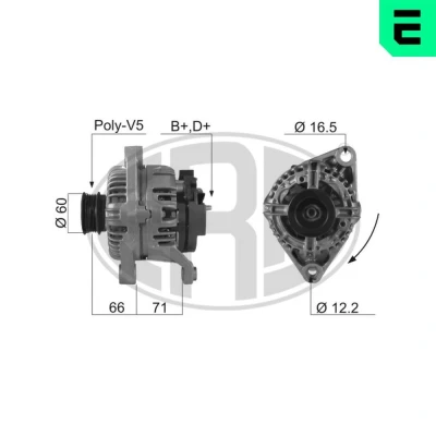 Imagem de ERA 210201A Alternador 14V 80A FIAT: Stilo Hatchback, Palio I Weekend, Marea LANCIA: Lybra Sedan