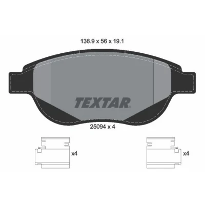 Imagem de TEXTAR 2509401 Jogo de pastilhas para travão disco não preparado indicador aviso desgaste com acessórios PEUGEOT: 307 Hatchback, SW
