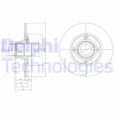 Imagem de DELPHI BG9033RS Disco de travão 238 8 4 cheio oleado não tratado com o rolamento da roda, anel sensor do ABS RENAULT: CLIO 1, 1 Kasten