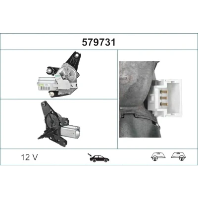 Imagem de VALEO ORIGINAL PART 579731 Motor de Limpa Vidros 12 traseira para veículos volante à esquerda/direita