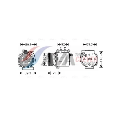 Imagem de PRASCO SBAK053 Compressor TRS105 R 134a SAAB: 9 3 Hatchback