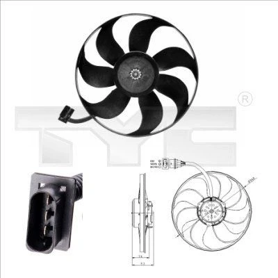 Imagem de TYC 837 0004 ventilador de radiador 345 130/320 sem estrutura do (caixilho) VOLKSWAGEN: Golf 4, 4 Variant, Bora Sedan