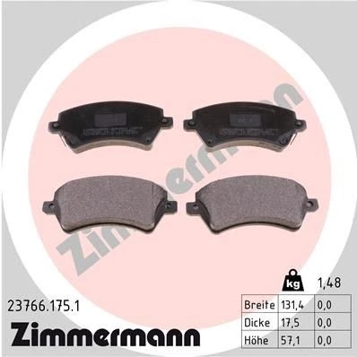 Imagem de ZIMMERMANN 23766.175.1 Jogo de pastilhas para travão disco com avisador sonoro desgaste A imagem corresponde ao volume fornecimento