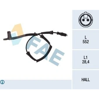 Imagem de FAE 78027 Sensor de ABS Eixo dianteiro activo 2 552 RENAULT: MASTER Kasten