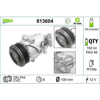 Imagem de VALEO 813604 compressor CVC 12 PAG 46 R 134a com óleo de REMANUFACTURED OPEL: Astra H Caravan, Hatchback, GTC