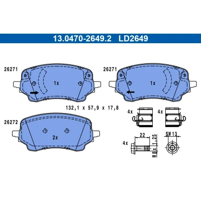 Imagem de ATE 13.0470 2649.2 Jogo de pastilhas para travão disco FORD: Puma SUV