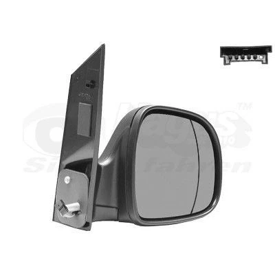Imagem de Espelho retrovisor Van Wezel 3080808 à direita preto rugoso completo, não esférico, para regulação eléctrica dos espelhos, aquecível