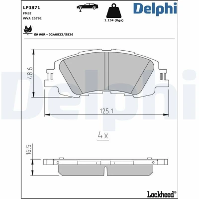 Imagem de DELPHI LP3871 Jogo de pastilhas para travão disco não preparado indicador aviso desgaste sem chapa anti ruído acessórios