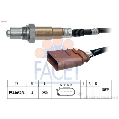 Imagem de FACET 10.7595 Sonda lambda Made in Italy OE Equivalent com aquecimento, plana, Rosca pré lubrificada 4 SEAT: Ibiza 3