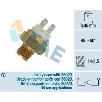 Imagem de FAE 36010 Interruptor de temperatura, ventilador do radiador BMW: 3 Sedan