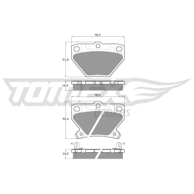 Imagem de TOMEX brakes TX 13 77 Jogo de pastilhas para travão disco Eixo traseiro com avisador sonoro desgaste TOYOTA: Corolla IX Hatchback