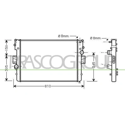 Imagem de PRASCO FT926R005 Radiador, arrefecimento do motor Alumínio 650 452 32 Aletas de refrigeração unidas mecanicamente IVECO: DAILY 3