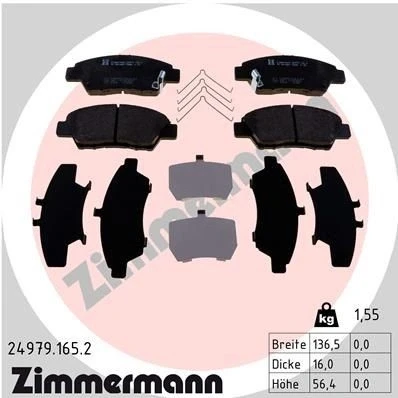 Imagem de ZIMMERMANN 24979.165.2 Jogo de pastilhas para travão disco com avisador sonoro desgaste A imagem corresponde ao volume fornecimento, mola