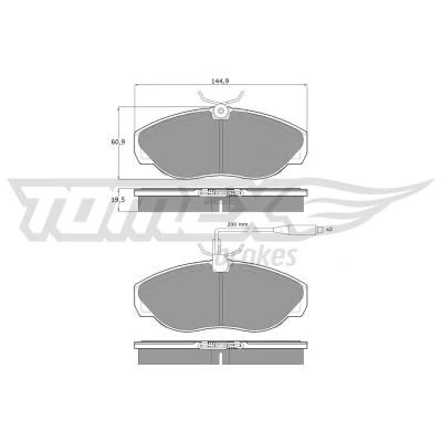 Imagem de TOMEX brakes TX 11 72 Jogo de pastilhas para travão disco Eixo dianteiro incl. contacto aviso desgaste CITROËN: Jumper I Van